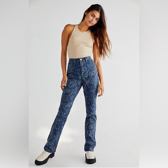 *NWT* WeWoreWhat REVOLVE The Icon Jean Paisley Print Night Sky Size 31 - Picture 1 of 5